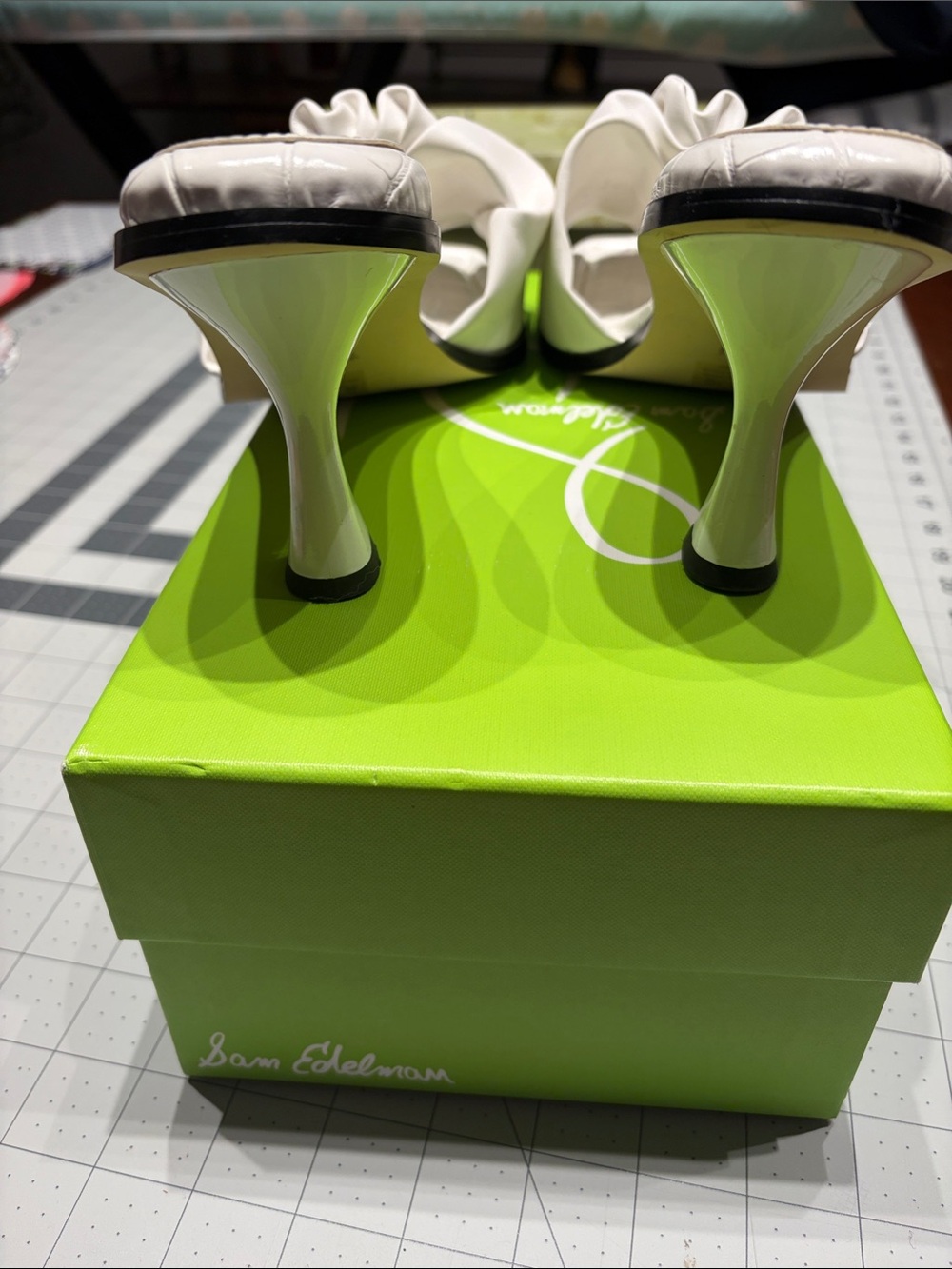 White Ruffled Slide Mules - Picture 3 of 4